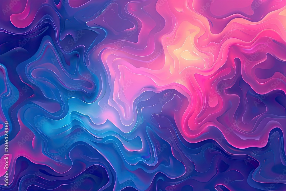 A colorful abstract painting with blue and pink swirls. The painting has a dreamy, whimsical feel to it A colorful abstract painting with blue and pink swirls. The painting has a dreamy, whimsical feel to it