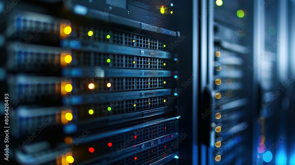 Naklejka premium Data Center Server Room, fiber optic, data center server, data center cloud, data center construction, data center abstract, data center server,