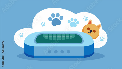 A pet bed with a builtin air purifier creating a clean and allergenfree sleeping environment for your pet.. Vector illustration