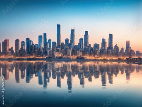 city skyline at sunset