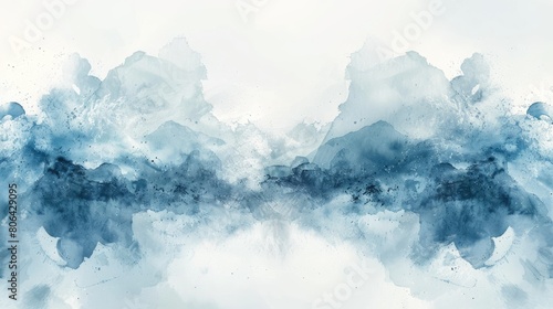 Soft and elegant watercolor style white paint illustration blue background