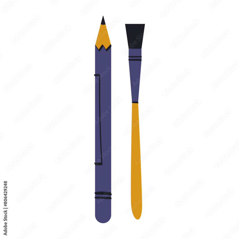 Eye Pencil and Brush cosmetic handdrawn icon Eye Pencil and Brush cosmetic handdrawn icon