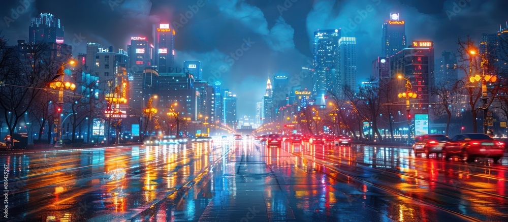 Night street view in city center