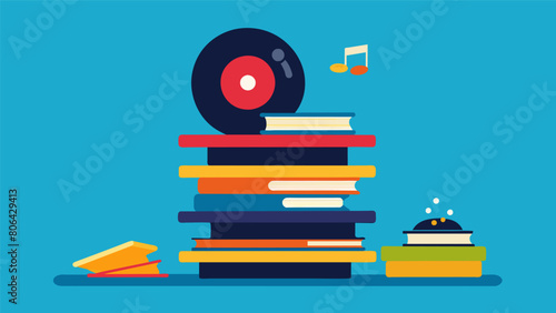 A stopmotion animation of a stack of records being flipped through each one coming to life and dancing as it is revealed. Vector illustration photo
