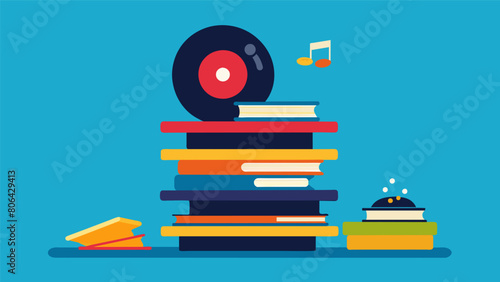 A stopmotion animation of a stack of records being flipped through each one coming to life and dancing as it is revealed. Vector illustration