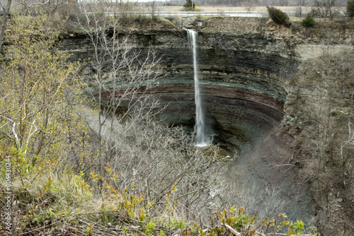 Horizontal image of Devil's Punchbowl waterfall in Hamilton, Ontario taken from above..