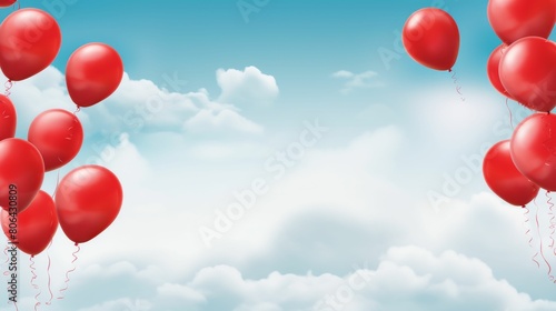 Group of Red Balloons Floating in the Air