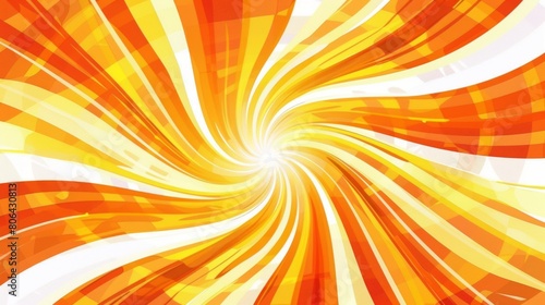 Vector background with orange and yellow rays, radiating from the center of an abstract spiral in white color. The colors blend into each other, creating an atmosphere of lightness and energy. © SH Design