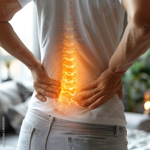 Person with lower back pain, capturing the discomfort and challenges faced by individuals experiencing lumbar discomfort, highlighting the need for attention and care in managing spinal health