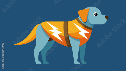 A thunder shirt or anxiety wrap that applies gentle pressure to the body similar to swaddling which can have a calming effect on pets.. Vector illustration