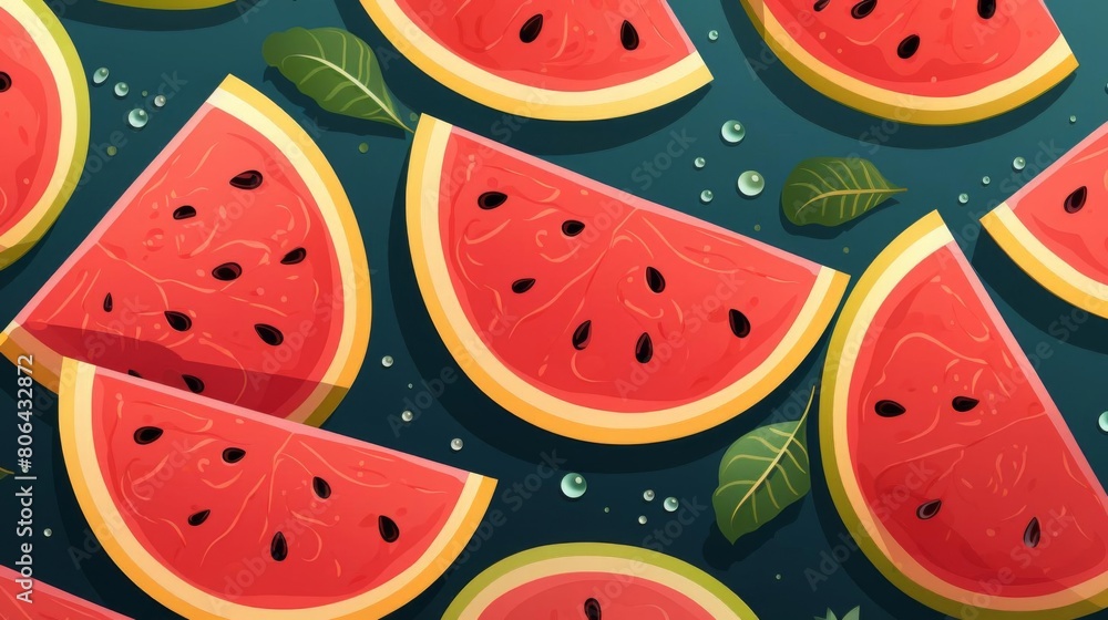 pattern of watermelon slices for design or background pattern of watermelon slices for design or background