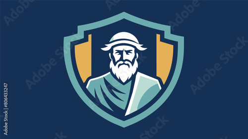 A shield bearing the emblem of a stoic philosopher representing the strength and resilience of their teachings.. Vector illustration