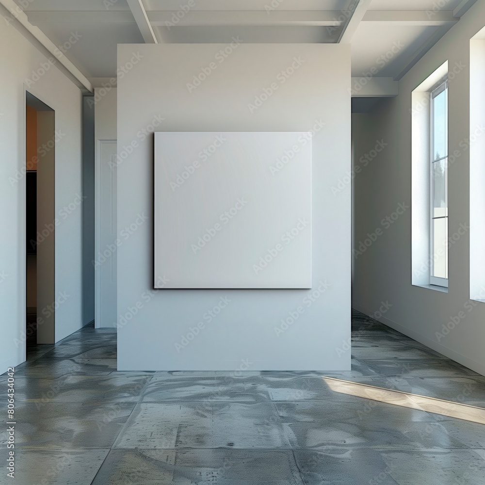 Canvas mockup on a gallery art room Canvas mockup on a gallery art room