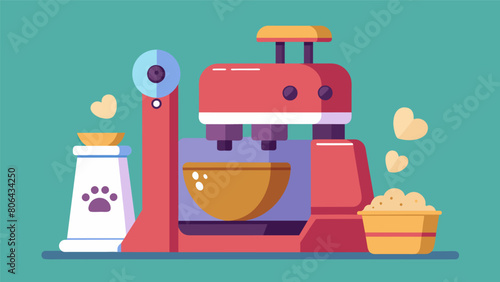 A multifunctional pet treat maker that also doubles as a food processor for human meals.. Vector illustration