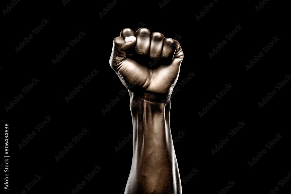 African American raised fist. Symbol of strength