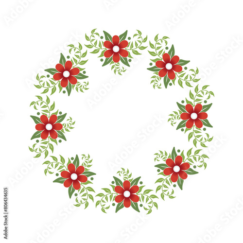 Red flower in circle Vectors