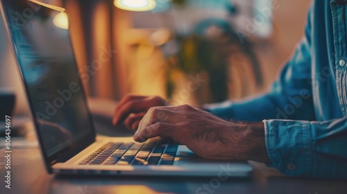 Businessperson working on laptop at workplace, Student studying or learning online via computer at home, Idea of business financial and education knowledge concept, Training course online via internet