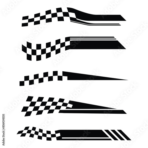 Collection of racing style checkered flag car wrap decals