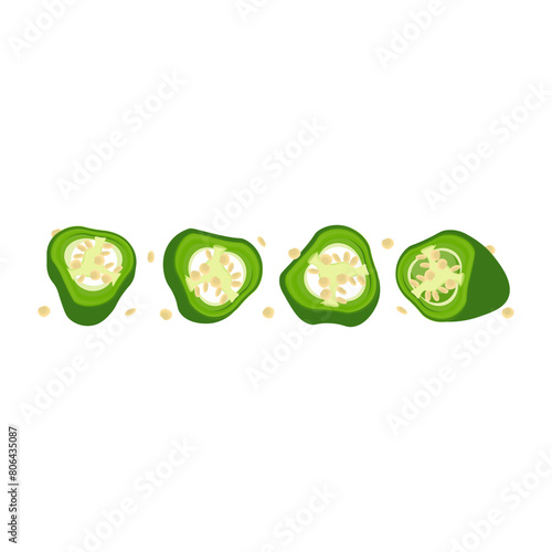 Vector Illustration logo sliced green jalapeno peppers
