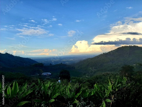 Sunset at the top of the mountain in the countryside of Calarca