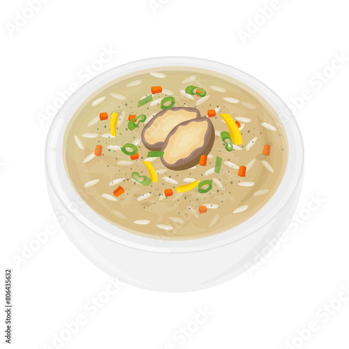 Vector Illustration logo Delicious Korean Rice porridge with abalone Jeonbokjuk 