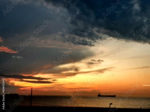Beautiful sunset over the sea. Sunset on the beach. Beautiful sky.