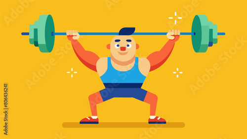 Against all odds the weightlifter rises to the challenge and triumphantly lifts the barbell defying all expectations.. Vector illustration