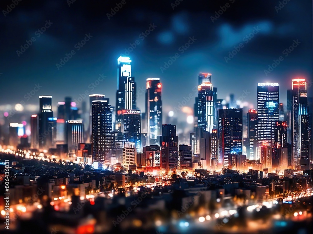 city skyline at night