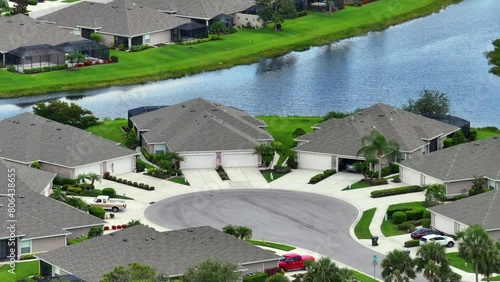Family houses in Florida suburban area. Real estate development in American suburbs photo