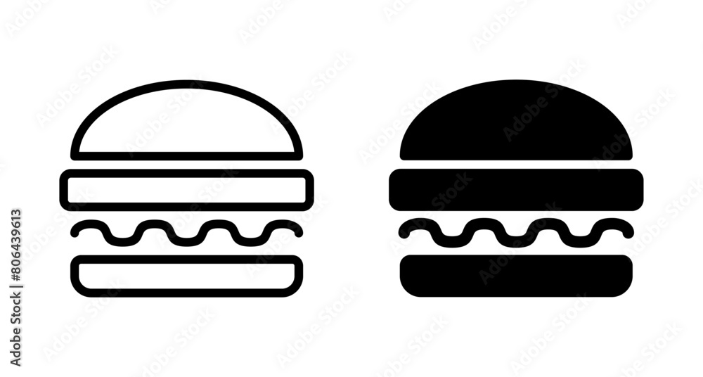 Hamburger icon vector isolated on white background. Burger and hamburger icon. Fast food vector icon Hamburger icon vector isolated on white background. Burger and hamburger icon. Fast food vector icon