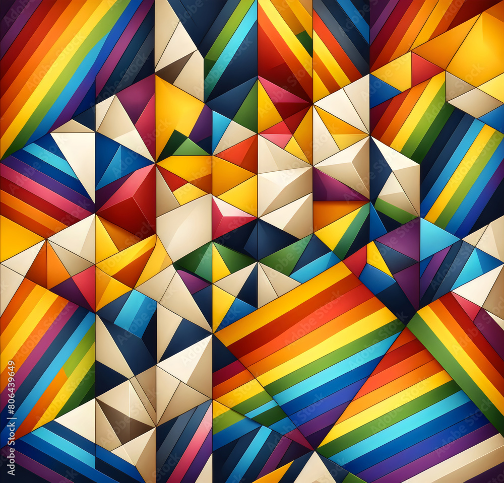 An abstract geometric background in rainbow colors associated with LGBT An abstract geometric background in rainbow colors associated with LGBT