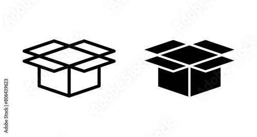 Box icon vector isolated on white background. Cardboard box, packaging open. Box vector icon