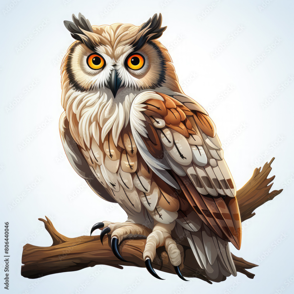 Fototapeta premium Watercolor Tundra owl, clipart Illustration, Generative Ai