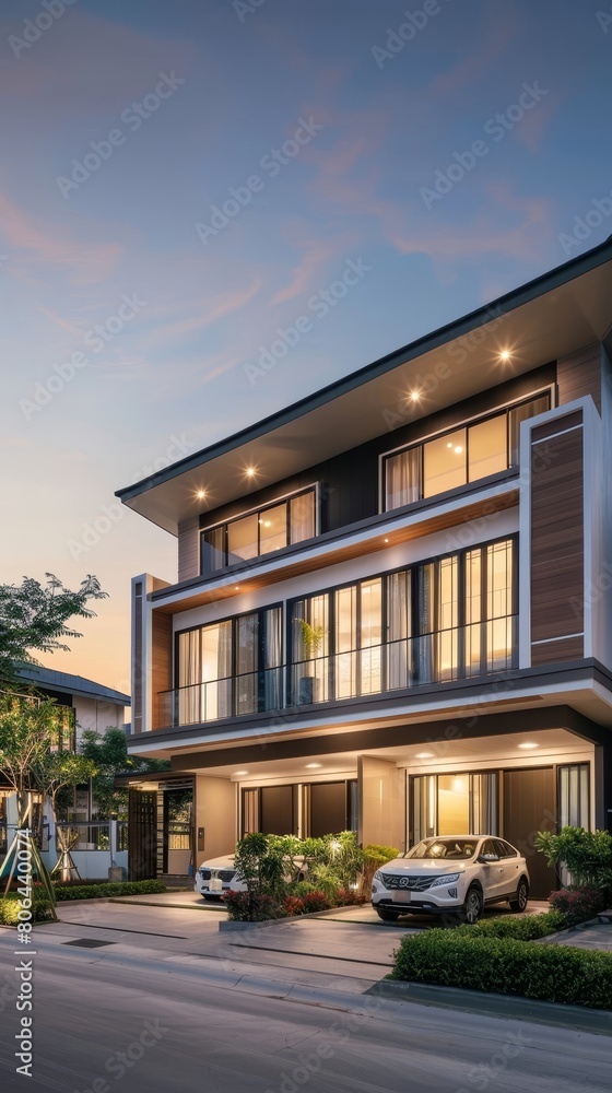 Fototapeta premium Stunning Modern Townhomes Elevating Residential Living in the City