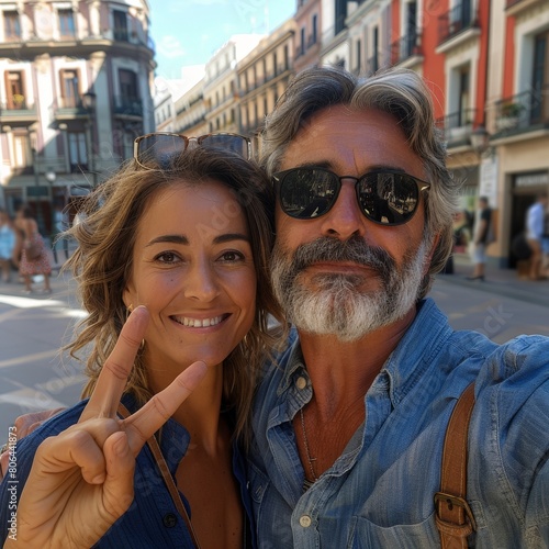 A happy middle-aged couple ...