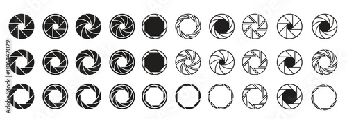 Camera lens signs set