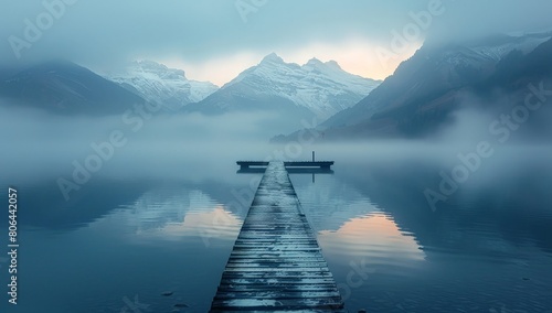 long wooden dock juts into ...