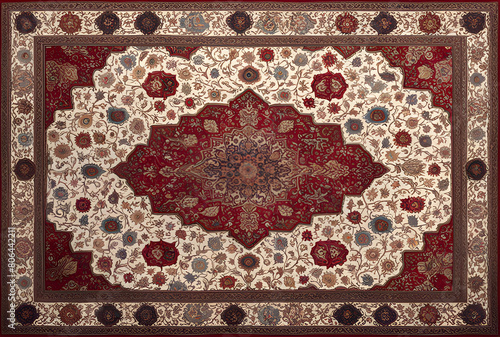 Tapete persa, estampa de tapete indiano vermelho  photo