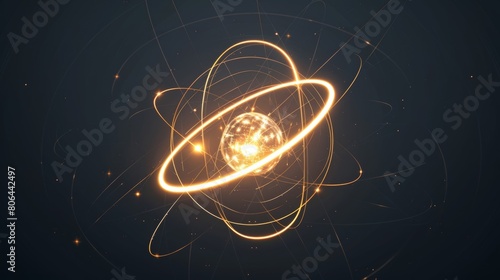 Simplistic diagram showing the characteristic orbit of a single electron in a single energy level. photo