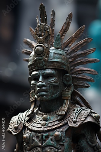Intricate aztec warrior statue © Balaraw