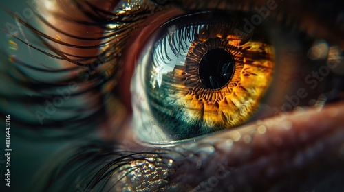 close-up of a detailed human eye with iris on a black background