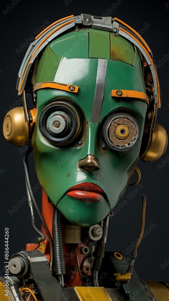 Retro robot face with mechanical details Retro robot face with mechanical details