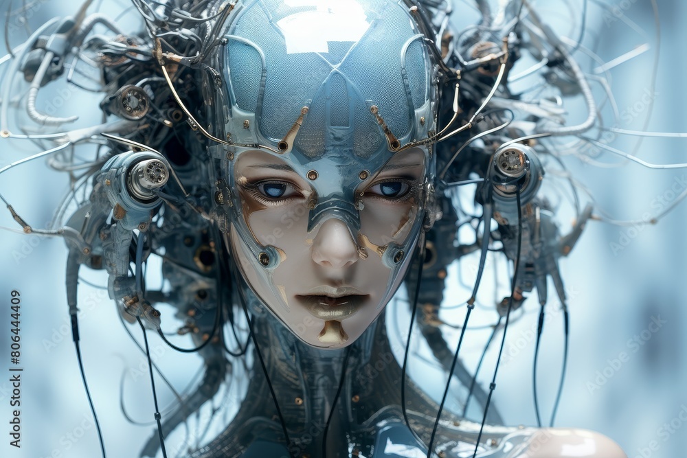 futuristic cyborg face with intricate mechanical details futuristic cyborg face with intricate mechanical details