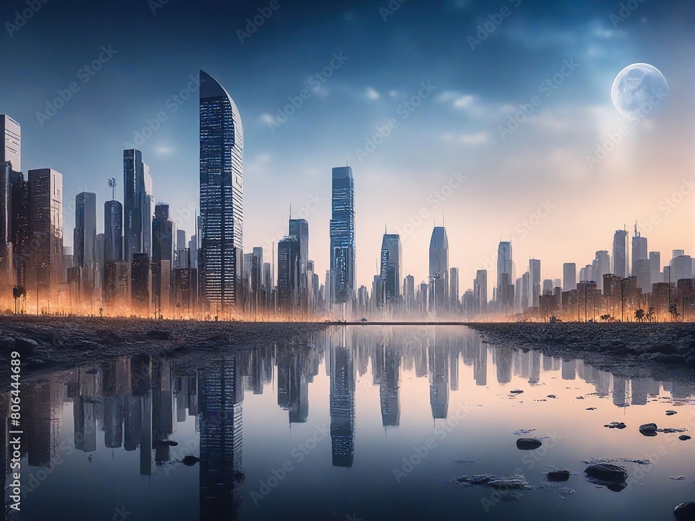 Fototapeta premium city skyline at night