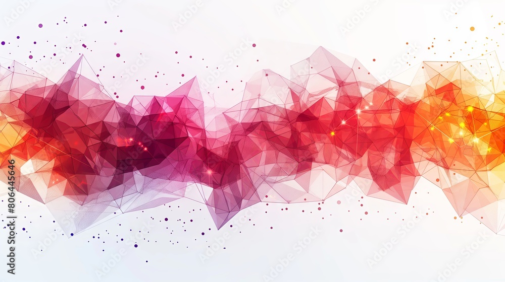 Abstract colorful polygonal background with neural network, AI and technology concept on white background.