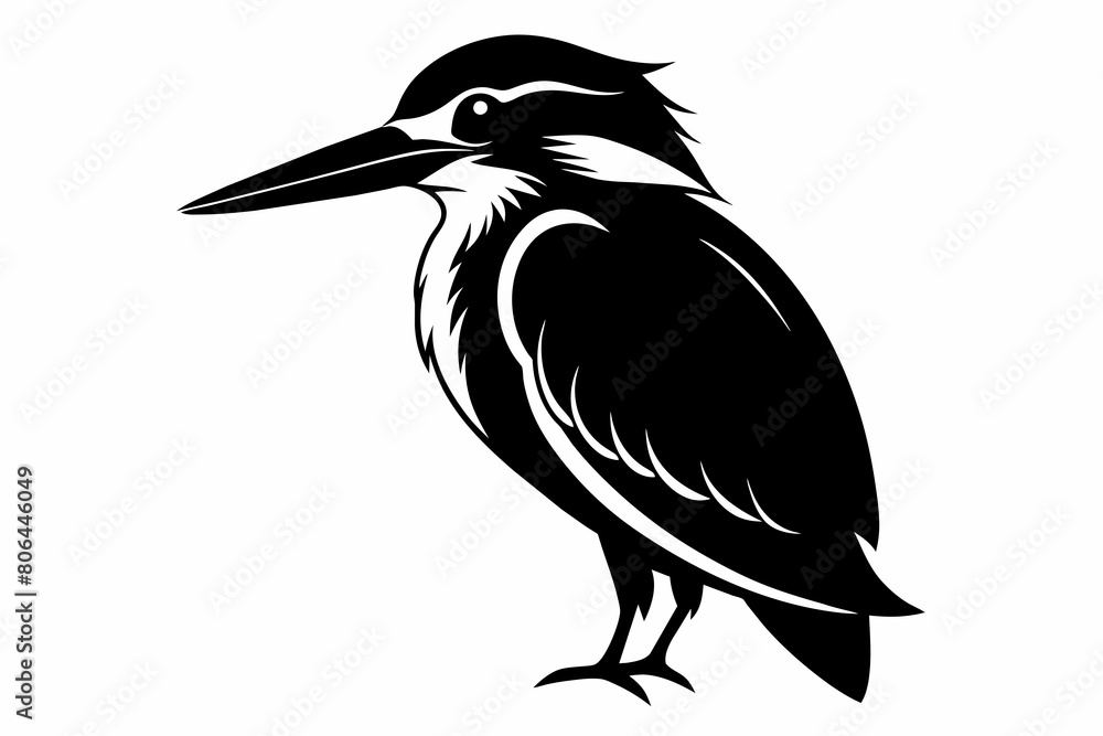 Fototapeta premium kingfisher silhouette on white background, Vector illustration, icon, svg, characters, Holiday t shirt, Hand drawn trendy Vector illustration, eagle silhouette