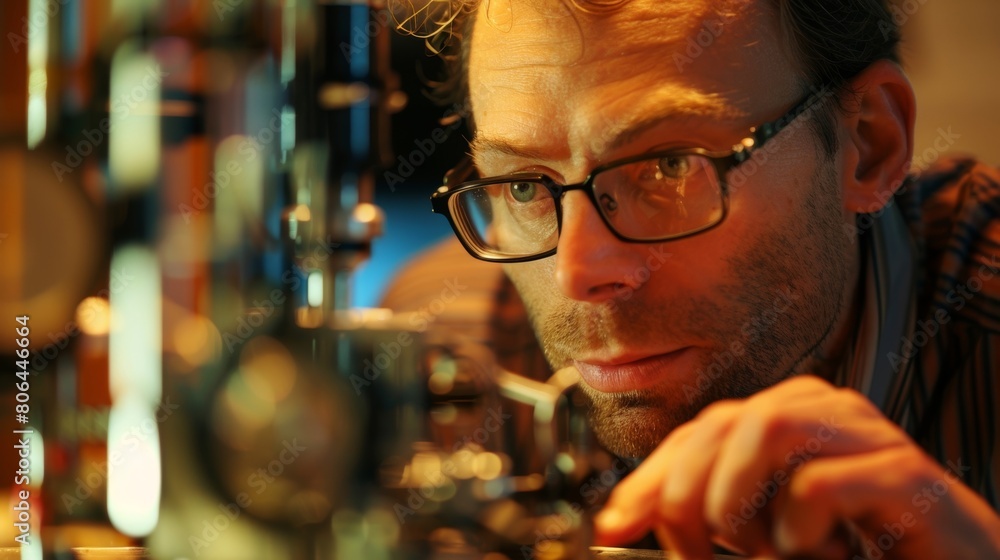A scientist carefully measuring and configuring the spin of a particle an important factor in determining its role as a quantum bit. A scientist carefully measuring and configuring the spin of a particle an important factor in determining its role as a quantum bit.