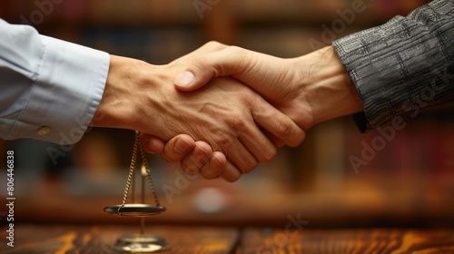 Compromise Reached: Parties in Legal Dispute Shake Hands after Agreement for Conflict Resolution in Court