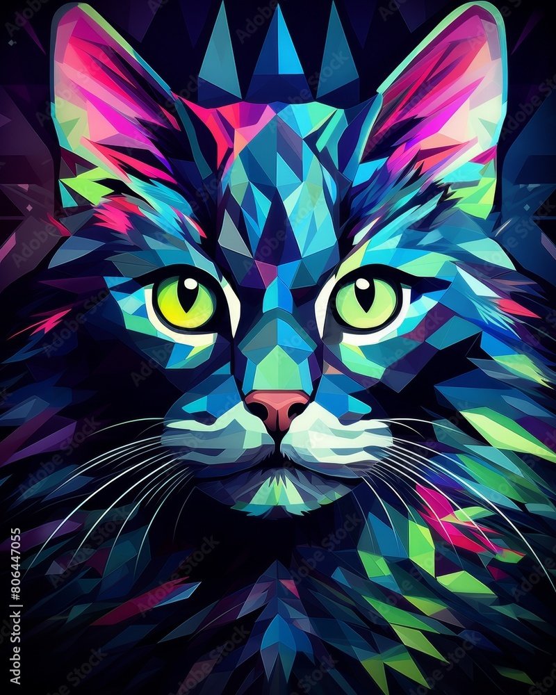 colorful abstract cat face