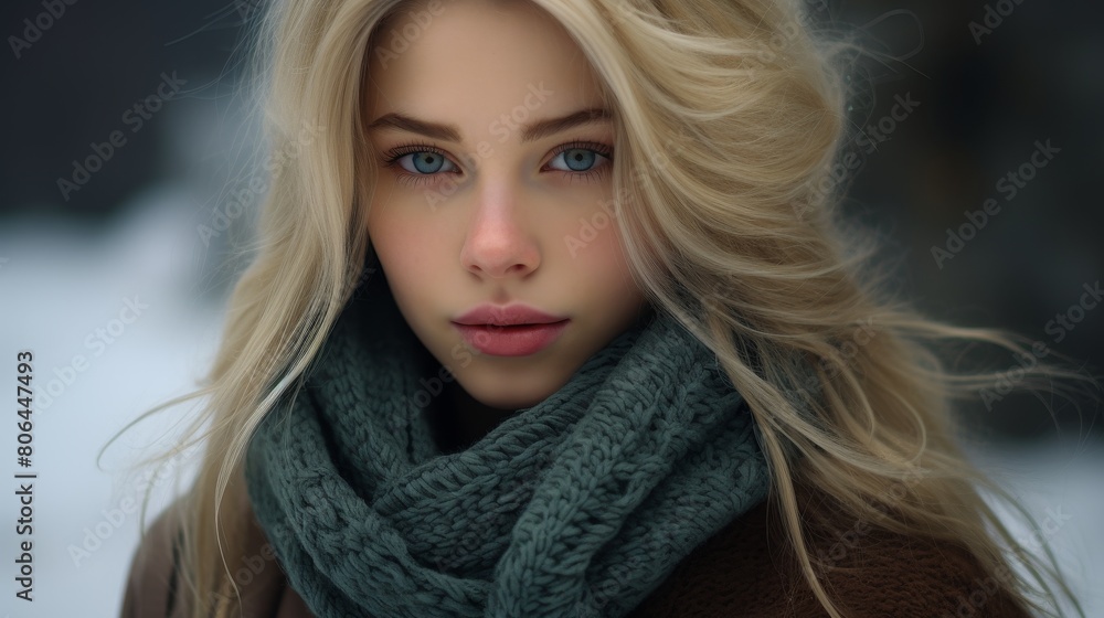 Captivating blonde woman in winter scarf Captivating blonde woman in winter scarf